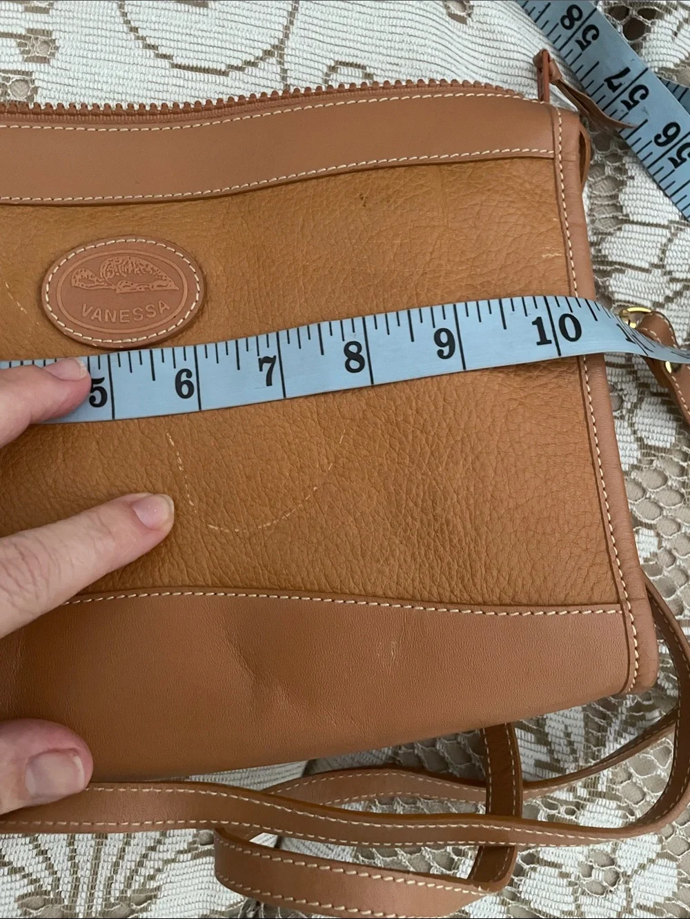 Vintage VANESSA Carmel  2 Piece Set Classic Briefcase Portfolio & Crossbody Tags